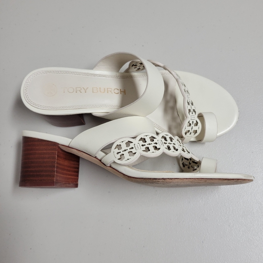 Tory Burch Tiny Miller Toe Ring Block Heels Sanda… - image 1